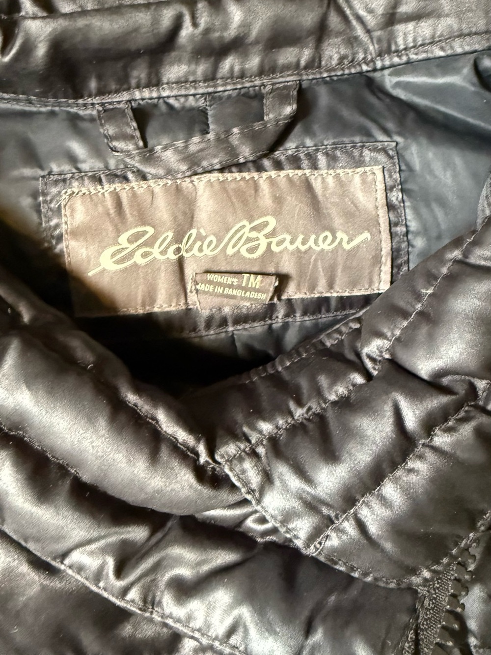 Eddie Bauer Black Quilted Asymmetrical Puffer Coat Size M - Picture 3 of 8